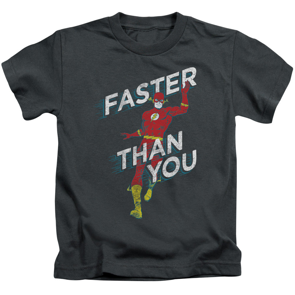 DC Comics Flash Faster Than You Juvenile Kids Youth T Shirt Charcoal Officially Licensed