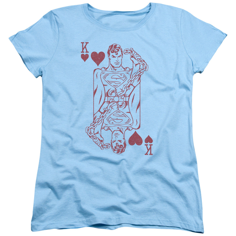 DC Comics Super Card Womens T Shirt Light Blue Officially Licensed