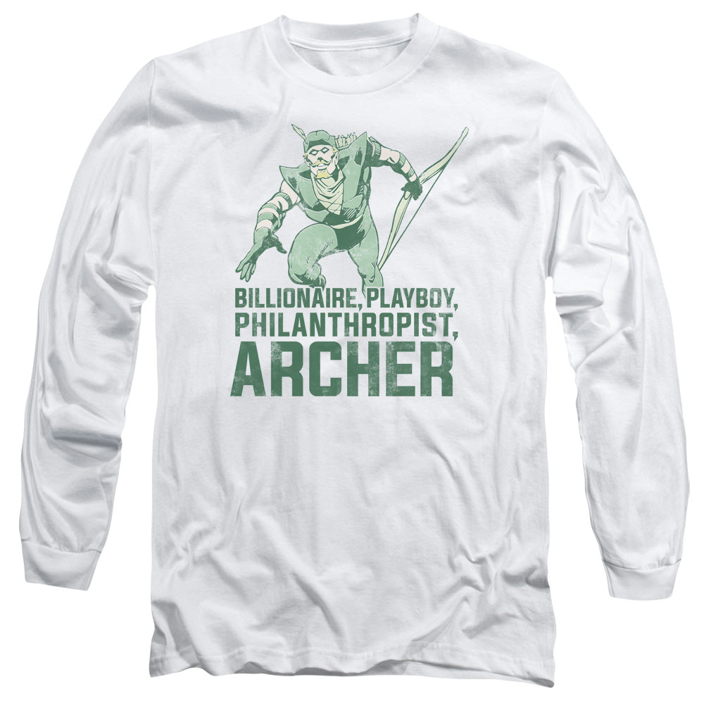 DC Comics Archer Mens Long Sleeve Shirt White Officially Licensed