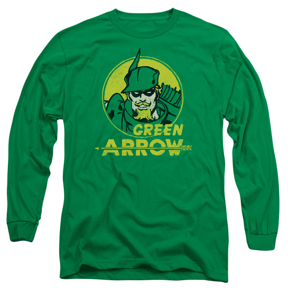 DC Comics Archer Circle Mens Long Sleeve Shirt Kelly Green Officially Licensed
