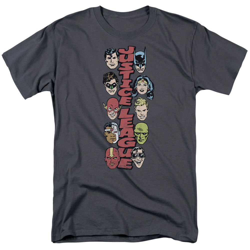 Dc Stacked Justice Mens T Shirt Charcoal Officially Licensed