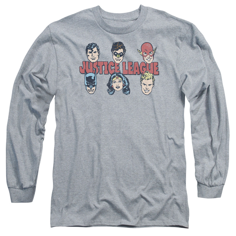 DC Comics Justice Lineup Mens Long Sleeve Shirt Athletic Heather Officially Licensed