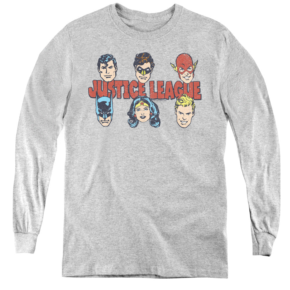 DC Comics Justice Lineup Long Sleeve Kids Youth T Shirt Athletic Heather Officially Licensed