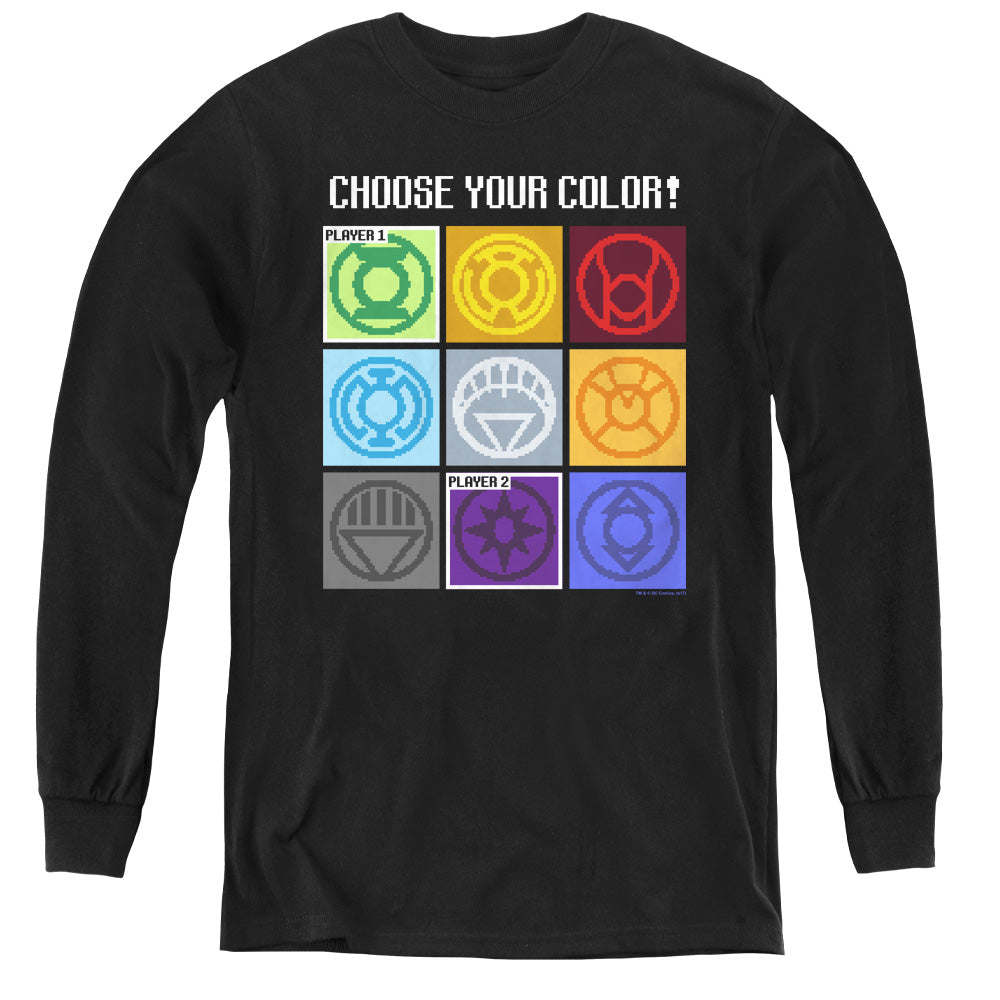DC Comics Choose Your Color Long Sleeve Kids Youth T Shirt Black Officially Licensed