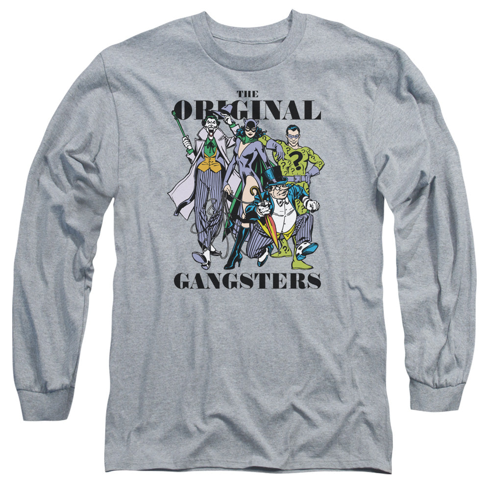 DC Comics Original Gangsters Mens Long Sleeve Shirt Athletic Heather Officially Licensed