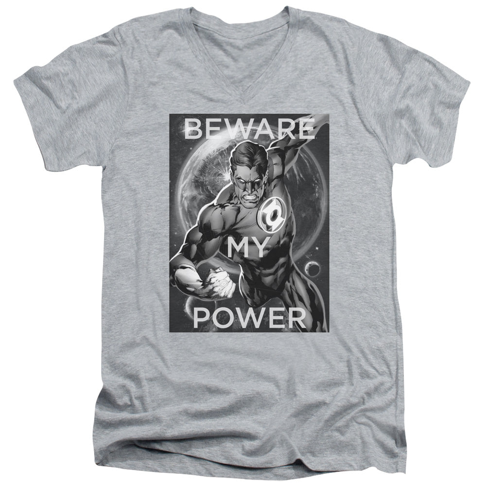 DC Comics Power Mens Slim Fit V Neck T Shirt Athletic Heather Officially Licensed