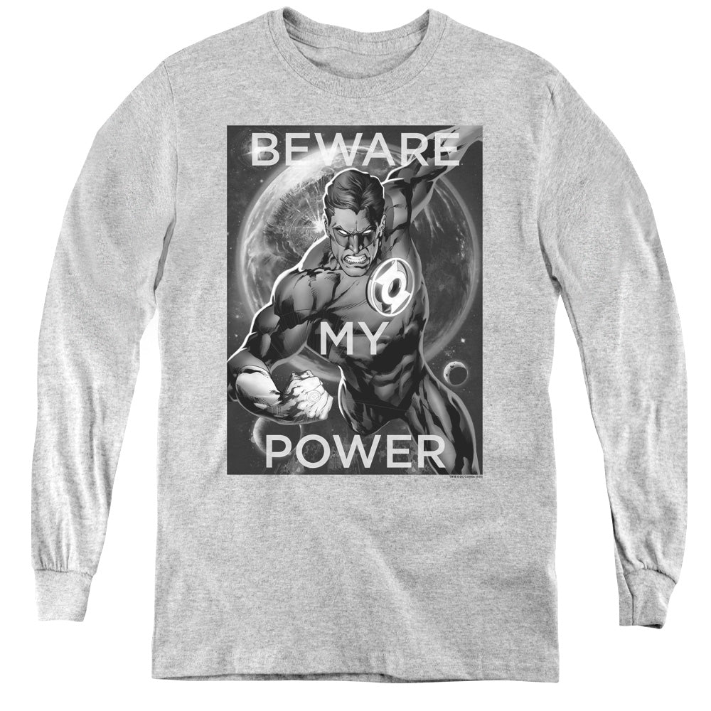 DC Comics Power Long Sleeve Kids Youth T Shirt Athletic Heather Officially Licensed