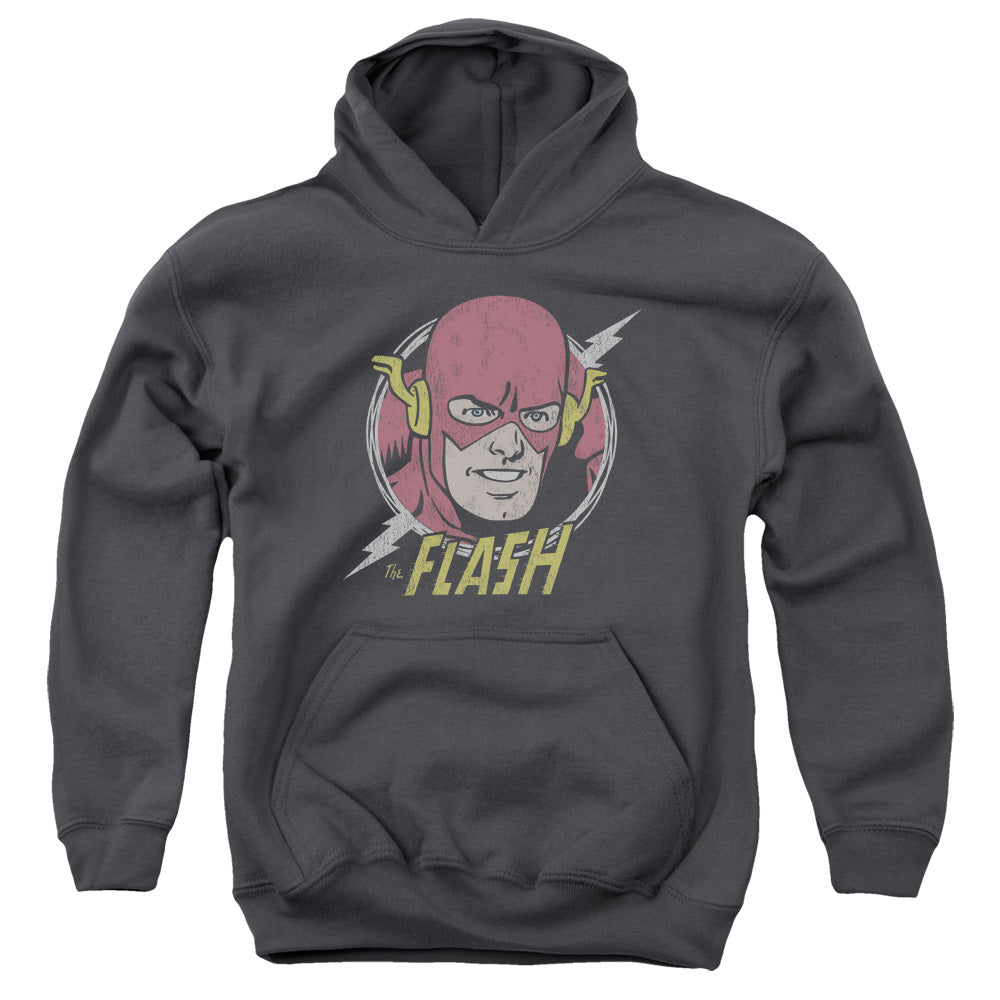 DC Comics Flash Vintage Voltage Kids Youth Hoodie Charcoal Officially Licensed