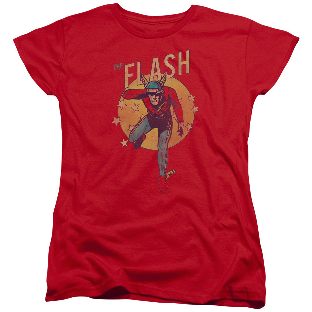 DC Comics Flash Circle & Stars Womens T Shirt Red Officially Licensed