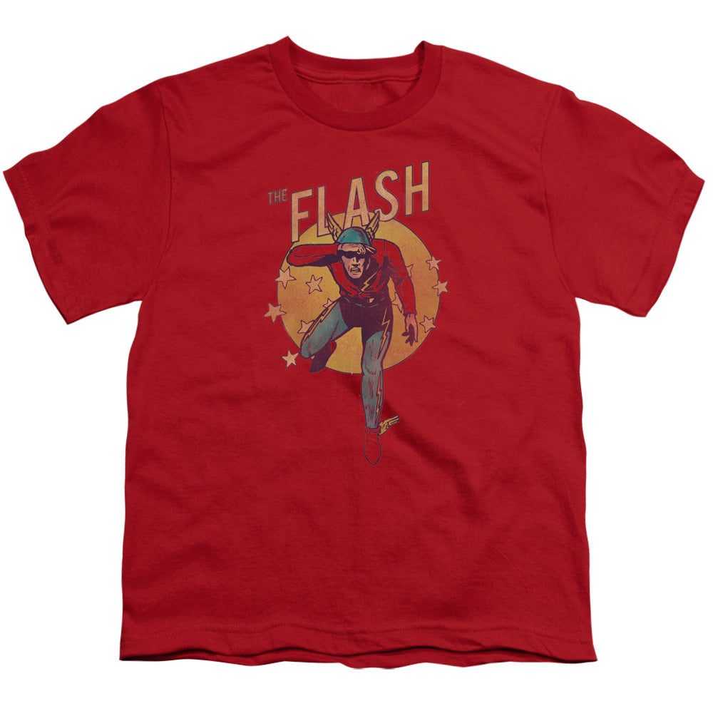 DC Comics Flash Circle & Stars Kids Youth T Shirt Red Officially Licensed