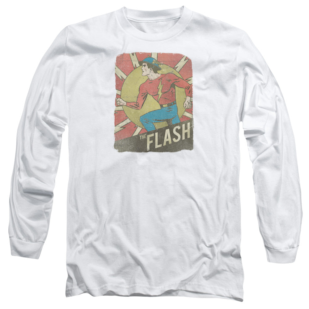 DC Comics Flash Tattered Poster Mens Long Sleeve Shirt White Officially Licensed