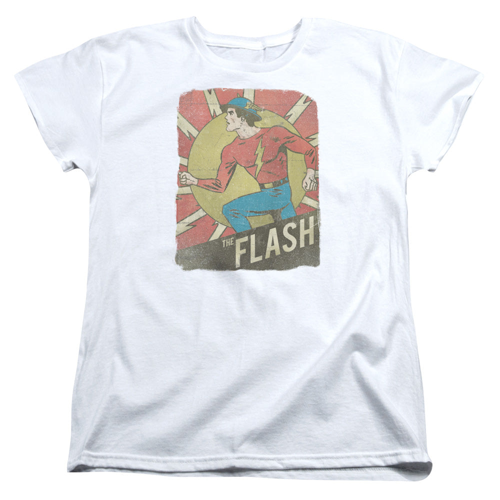 DC Comics Flash Tattered Poster Womens T Shirt White Officially Licensed