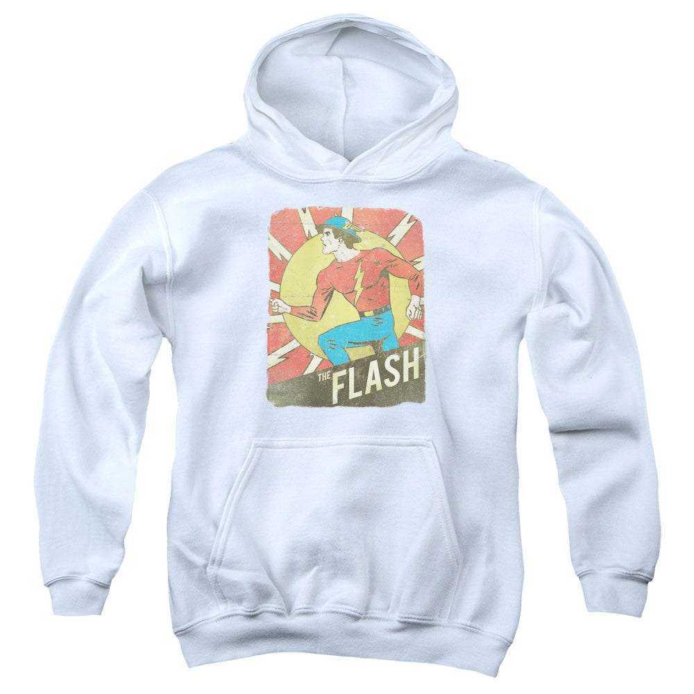 DC Comics Flash Tattered Poster Kids Youth Hoodie White Officially Licensed