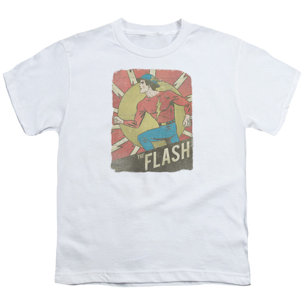 DC Comics Flash Tattered Poster Kids Youth T Shirt White Officially Licensed