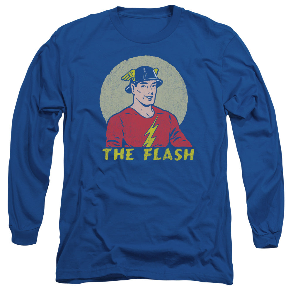 DC Comics Flash Faded Circle Mens Long Sleeve Shirt Royal Blue Officially Licensed