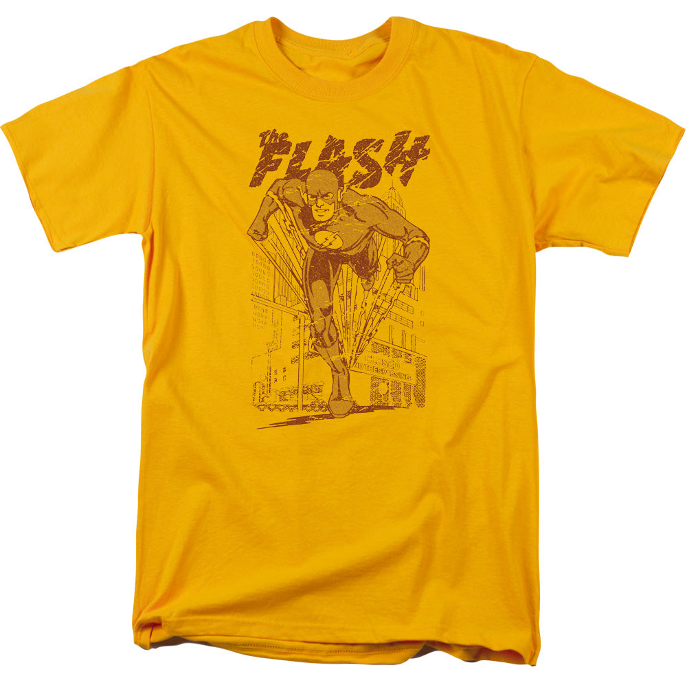 DC Comics Flash Busting Out Mens T Shirt Gold Officially Licensed