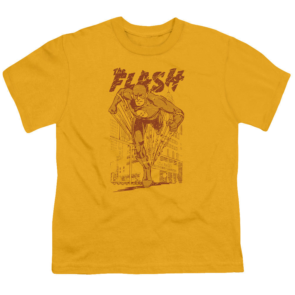 DC Comics Flash Busting Out Kids Youth T Shirt Gold Officially Licensed
