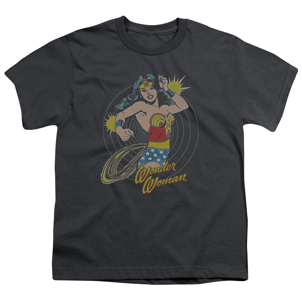 DC Comics Spinning Kids Youth T Shirt Charcoal Officially Licensed