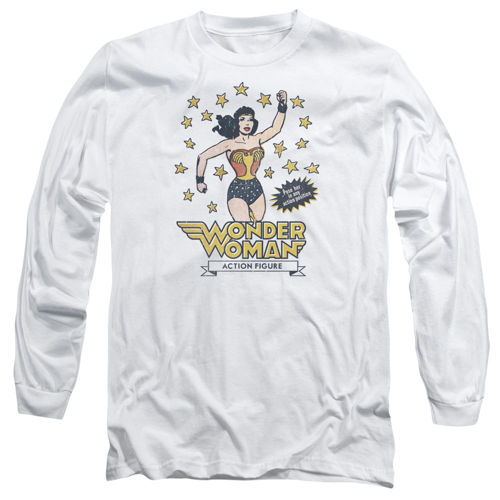DC Comics Action Figure Mens Long Sleeve Shirt White Officially Licensed