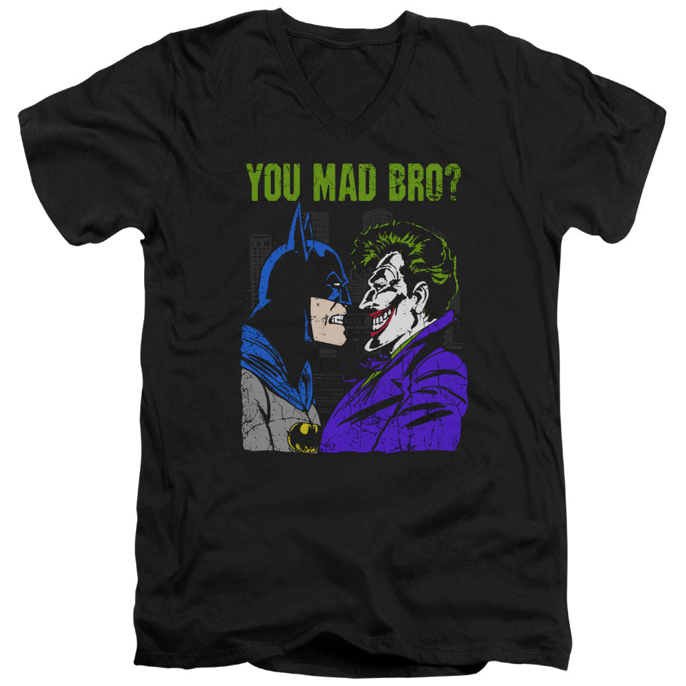 DC Comics Mad Bro Mens Slim Fit V Neck T Shirt Black Officially Licensed