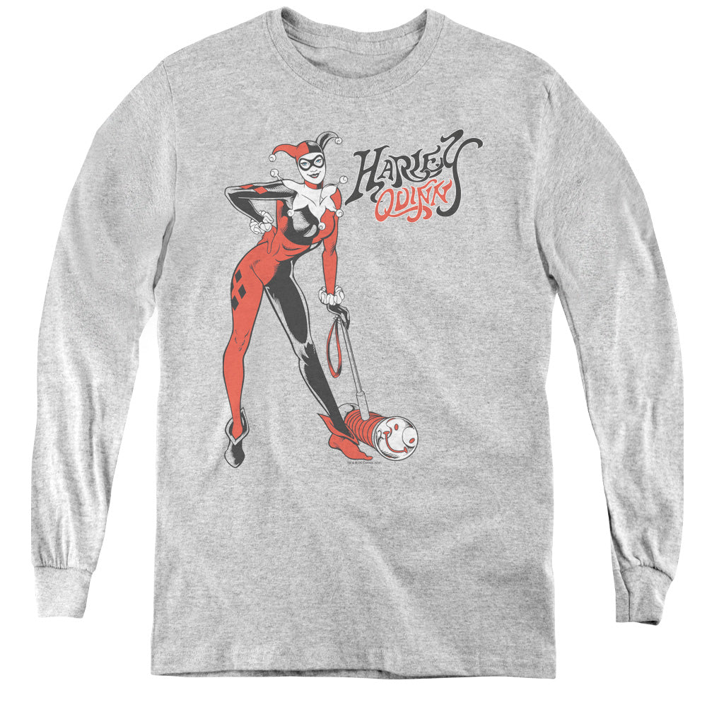 DC Comics Harley Hammer Long Sleeve Kids Youth T Shirt Athletic Heather Officially Licensed