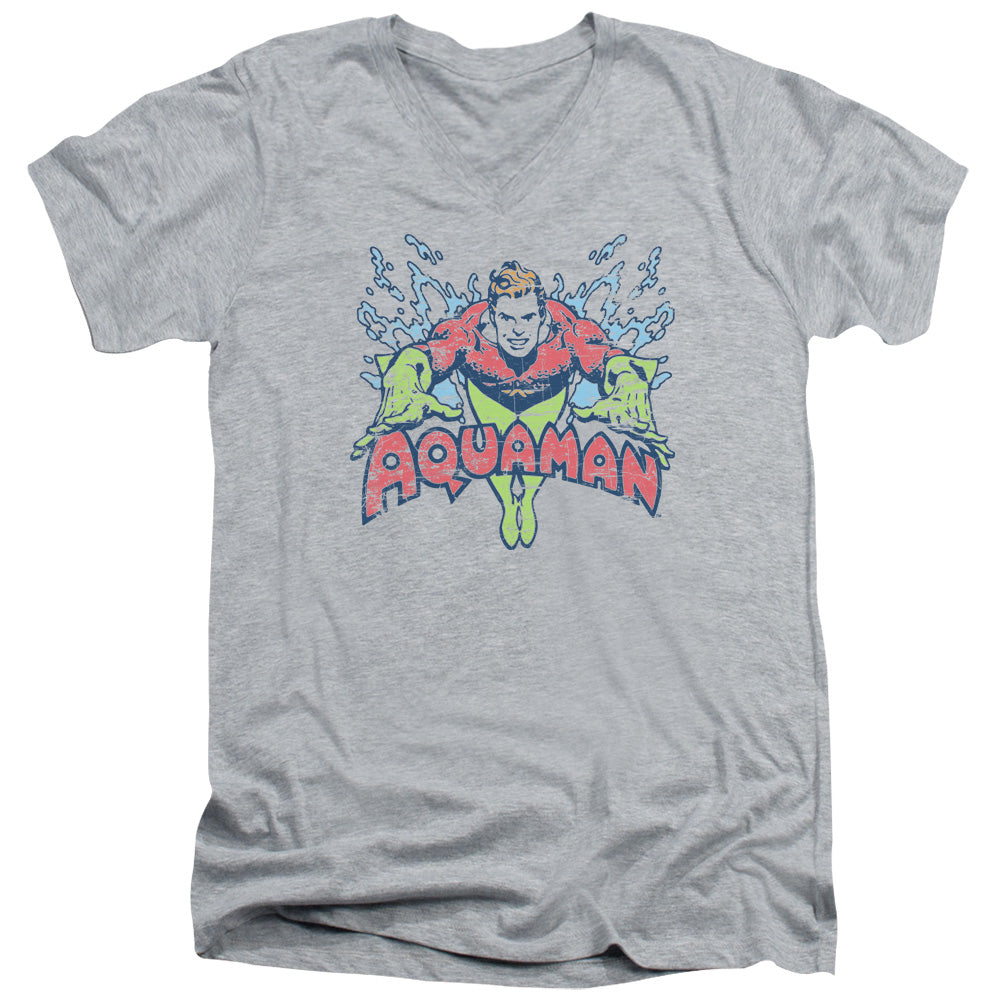 DC Comics Splish Splash Mens Slim Fit V Neck T Shirt Athletic Heather Officially Licensed