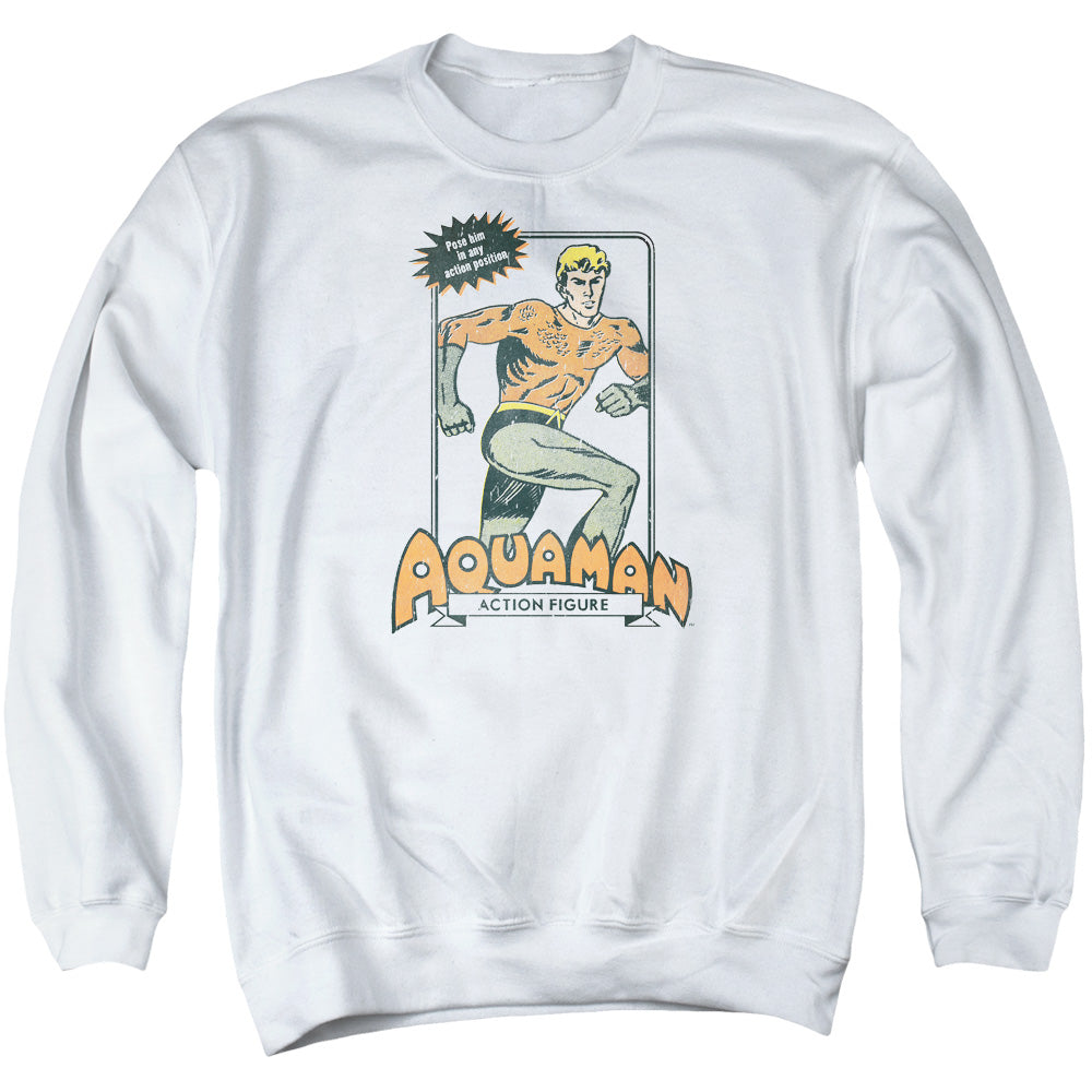 DC Comics Am Action Figure Mens Crewneck Sweatshirt White Officially Licensed