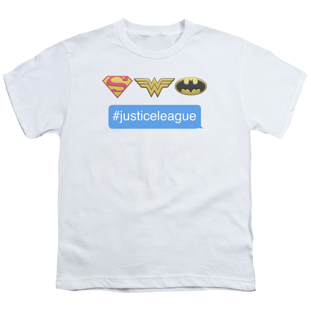 DC Comics Hashtag Jla Kids Youth T Shirt White Officially Licensed