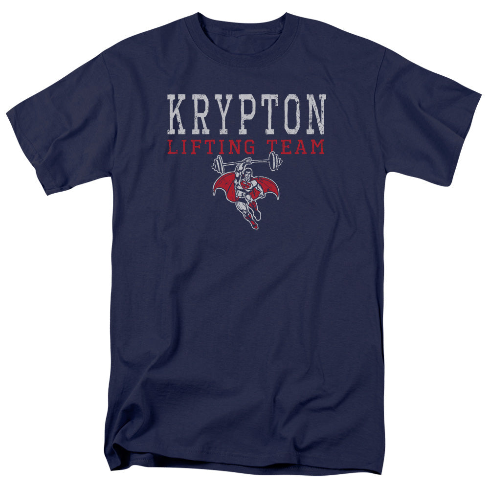 Dco Krpton Lifting Mens T Shirt Navy Officially Licensed