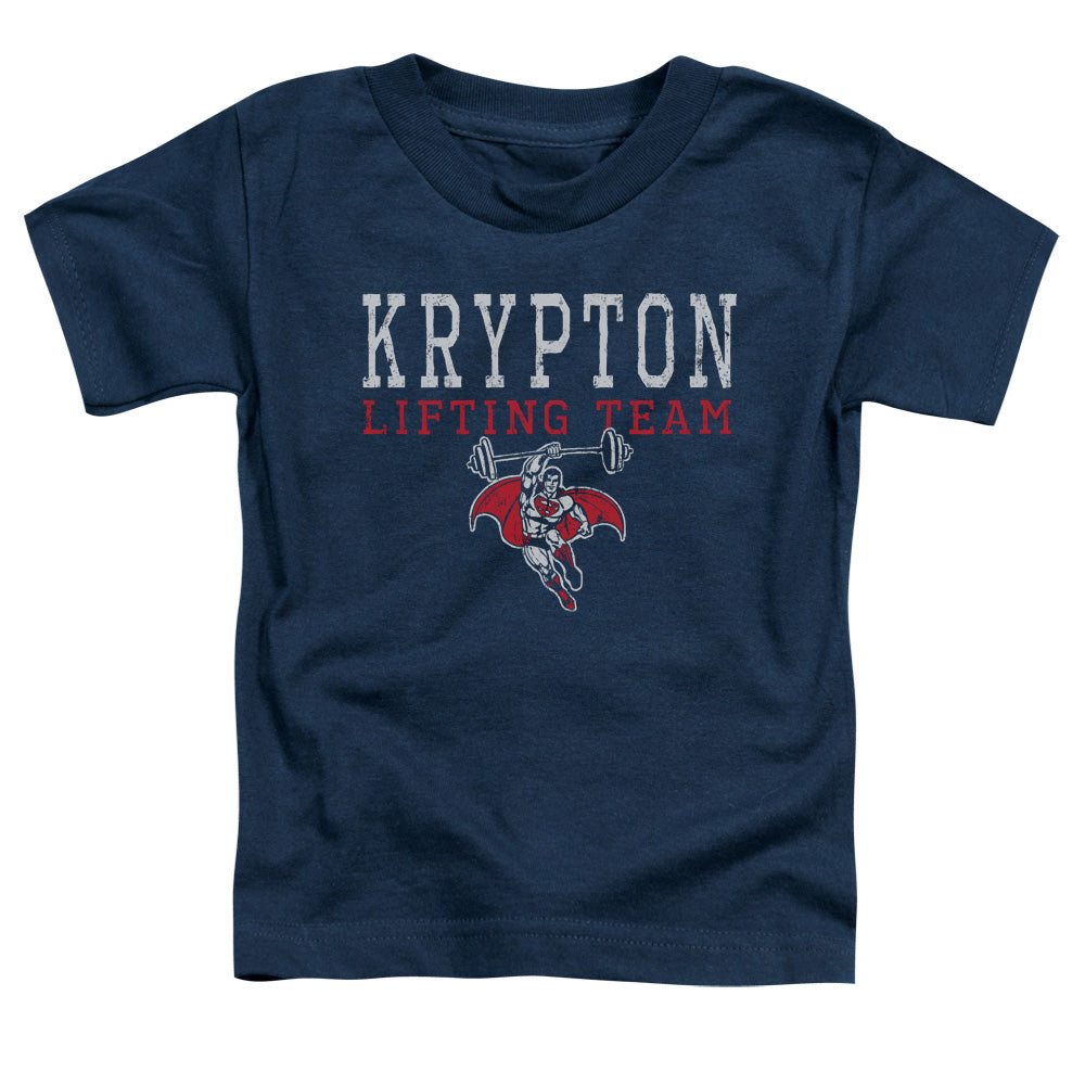DC Comics Krpton Lifting Toddler Kids Youth T Shirt Navy Blue Officially Licensed