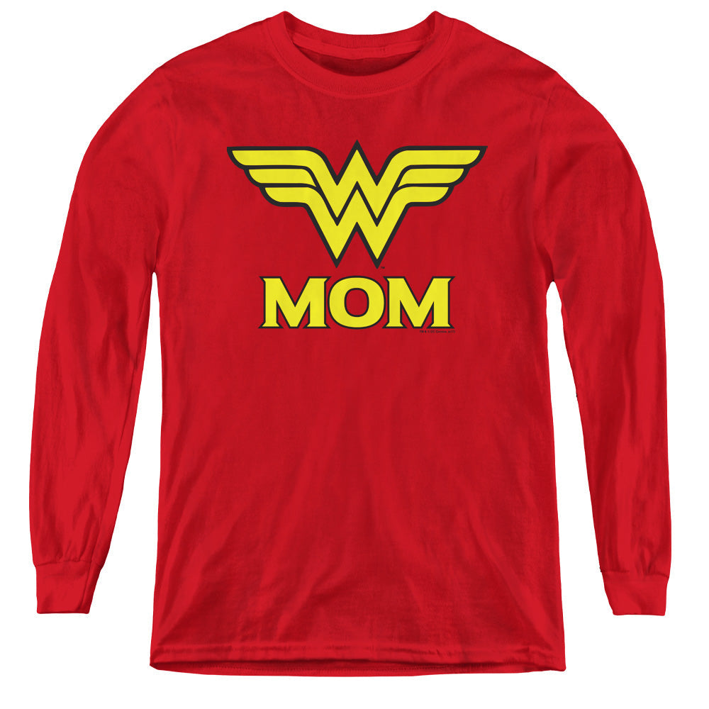 DC Comics Wonder Mom Long Sleeve Kids Youth T Shirt Red Officially Licensed