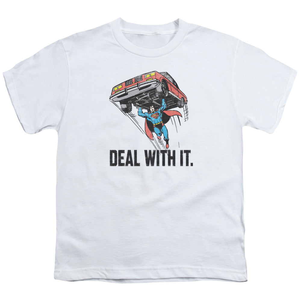 DC Comics Deal With It Kids Youth T Shirt White Officially Licensed