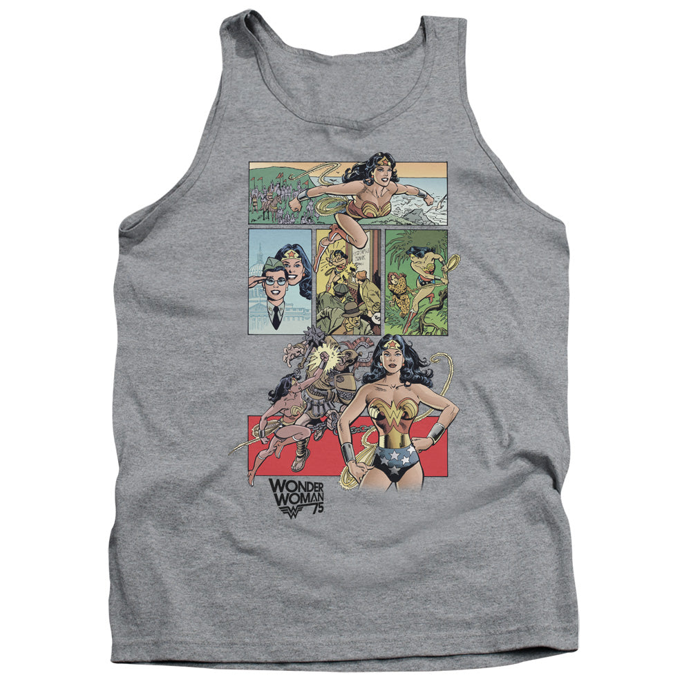 Wonder Woman Ww75 Comic Page Mens Tank Top Shirt Athletic Heather Officially Licensed