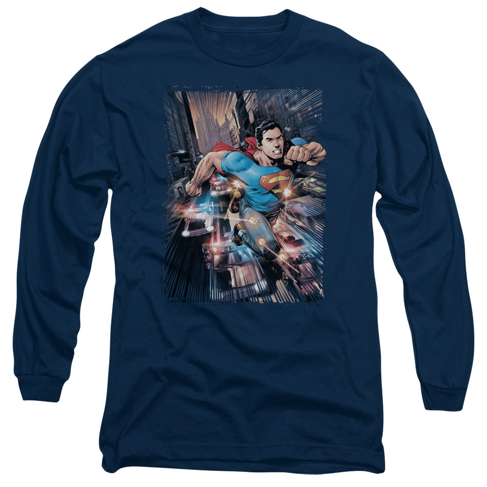 Superman Action Comics #1 Mens Long Sleeve Shirt Navy Officially Licensed