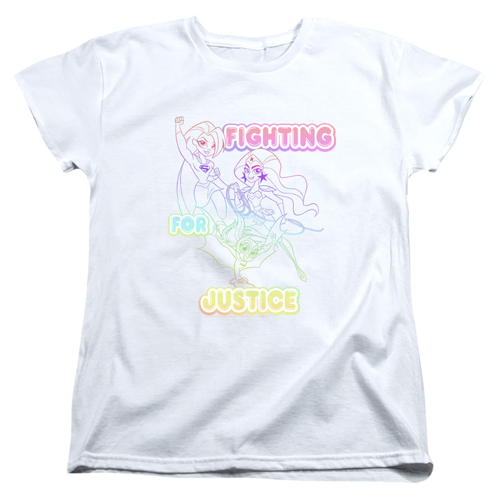 Dc Superhero Girls Fighting for Justice Womens T Shirt White Officially Licensed