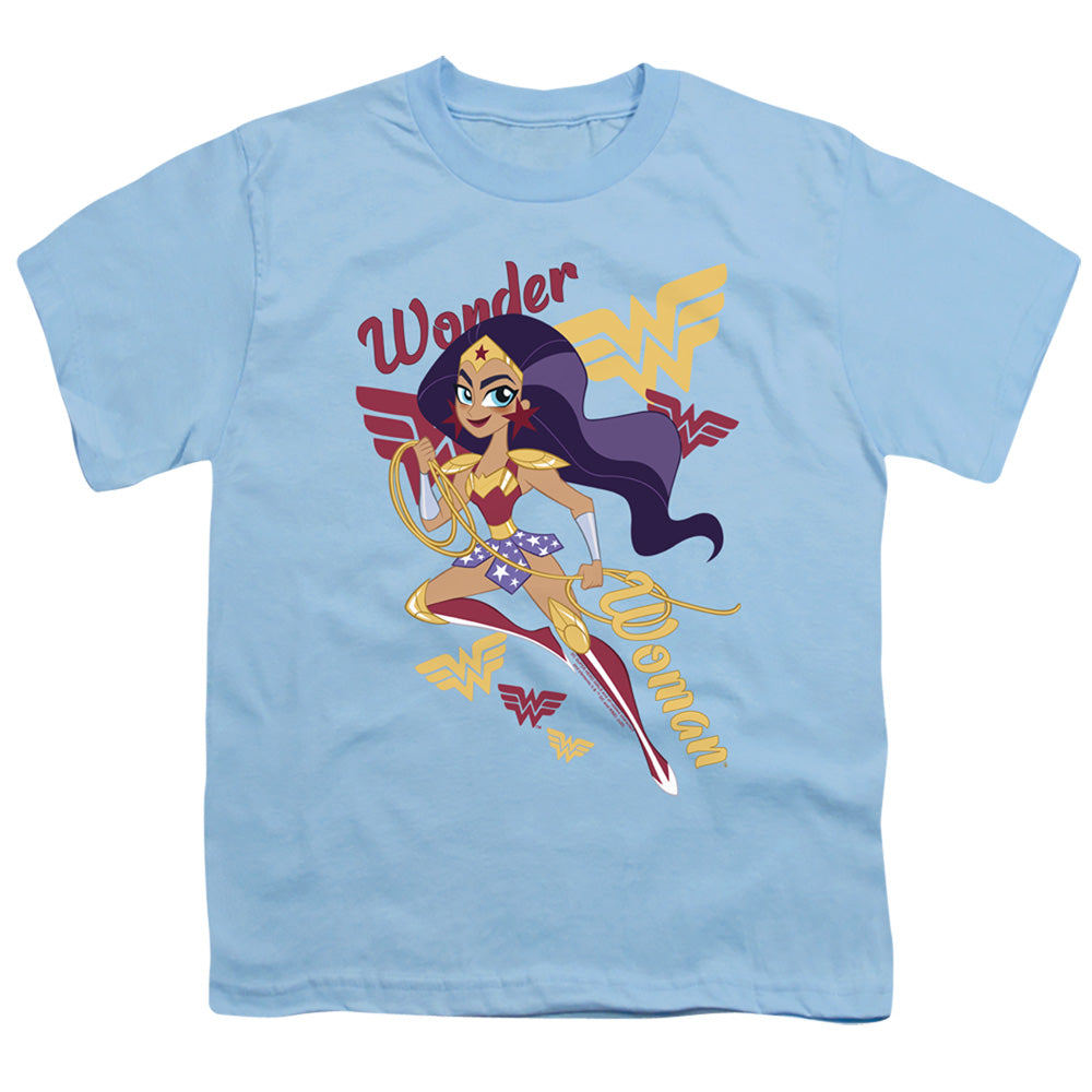 Dc Superhero Girls Wonder Woman Kids Youth T Shirt Light Blue Officially Licensed