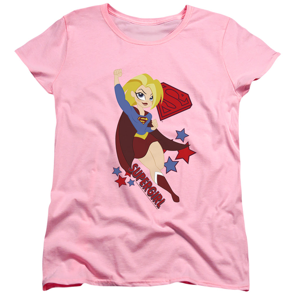 Dc Superhero Girls Supergirl Womens T Shirt Pink Officially Licensed