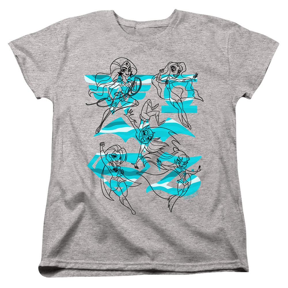 Dc Superhero Girls Line Art Group Womens T Shirt Athletic Heather Officially Licensed