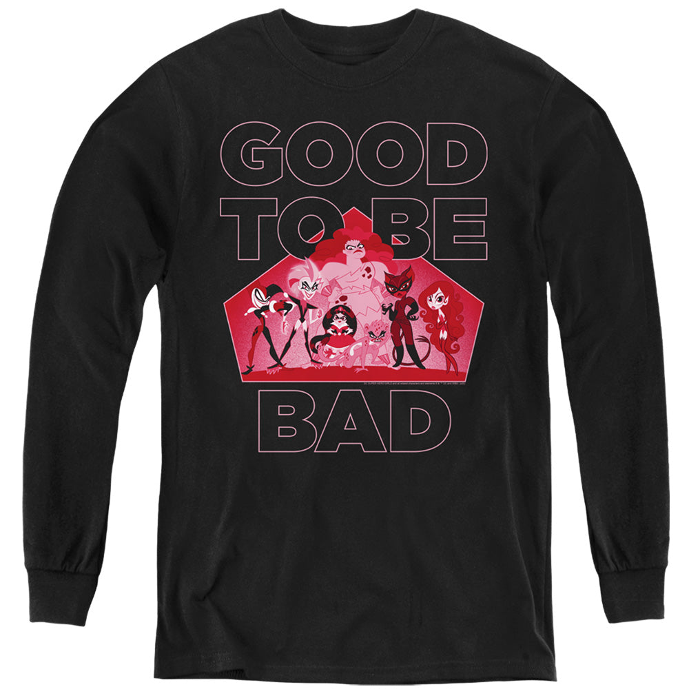 Dc Superhero Girls Good to Be Bad Long Sleeve Kids Youth T Shirt Black Officially Licensed