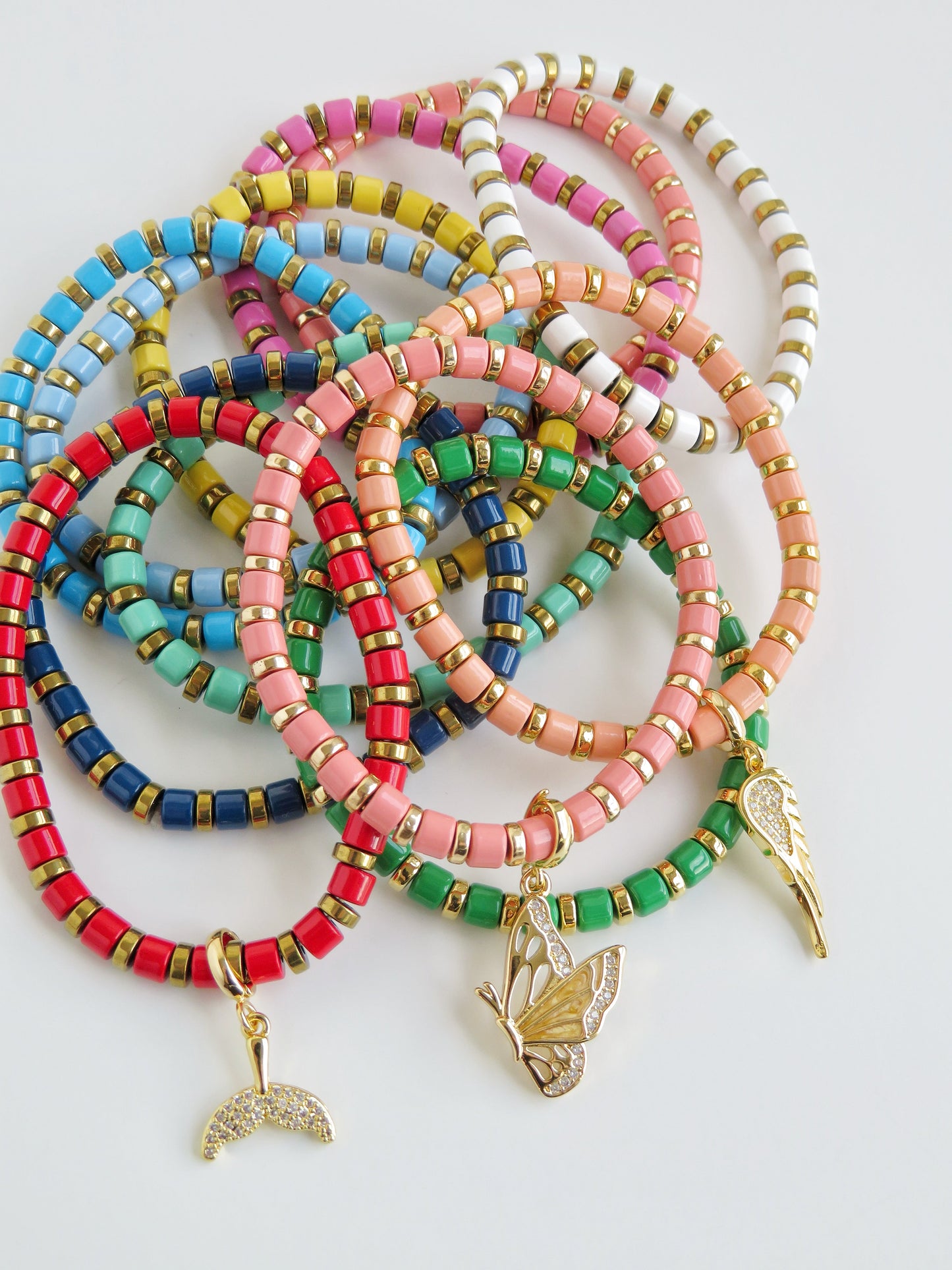 Enamel Beaded Charm Bar Bracelets - Charm Bar Styling