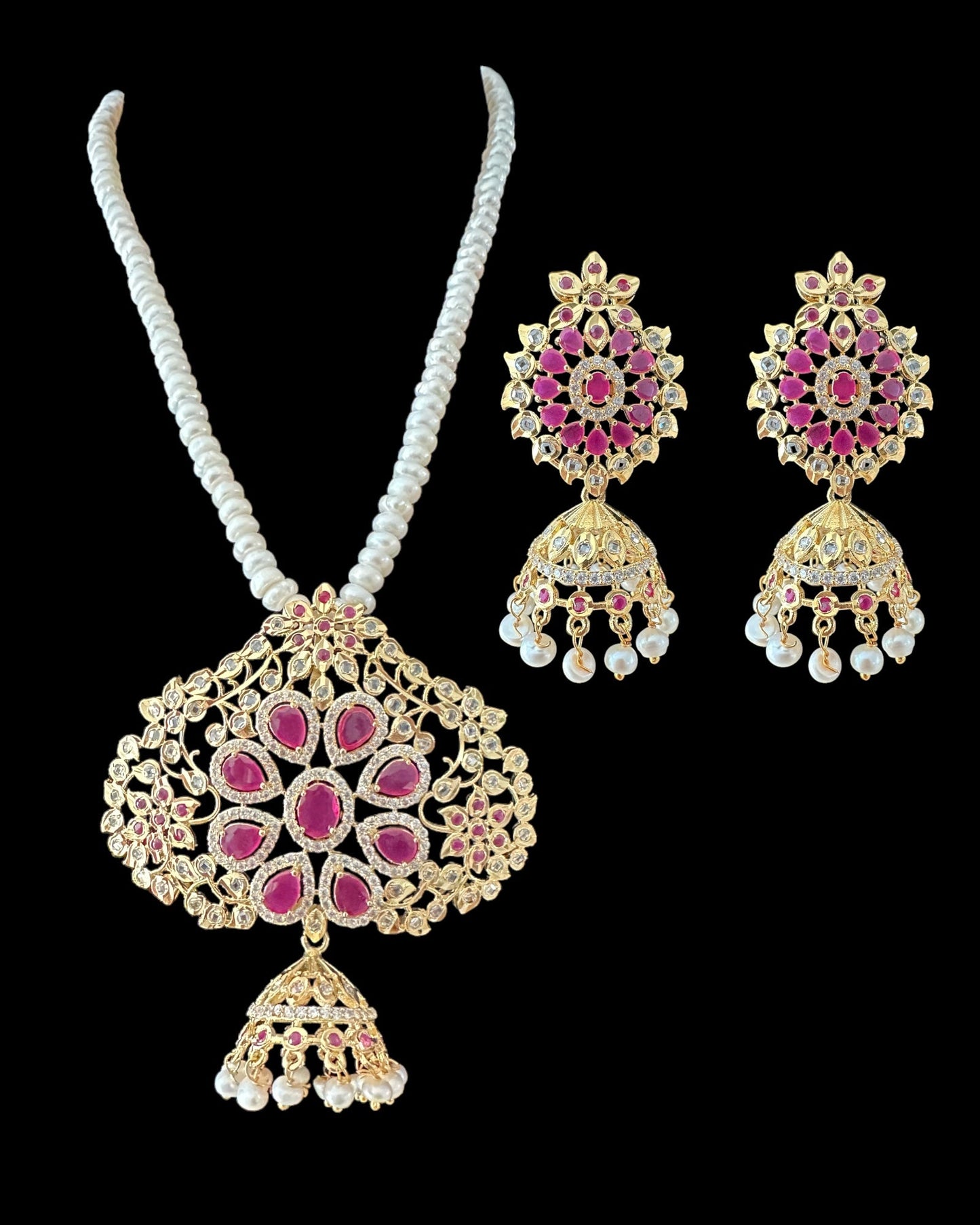PS317 fresh water pearl pendant set in ruby ( READY TO SHIP )