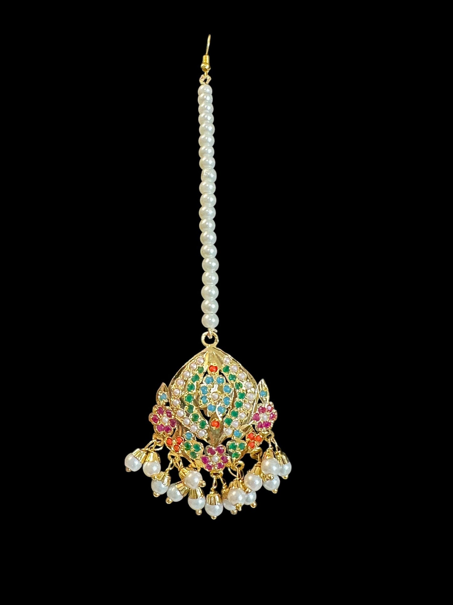 SAT113 Anya jadau 7 layered / satlada in Navratan ( READY TO SHIP )