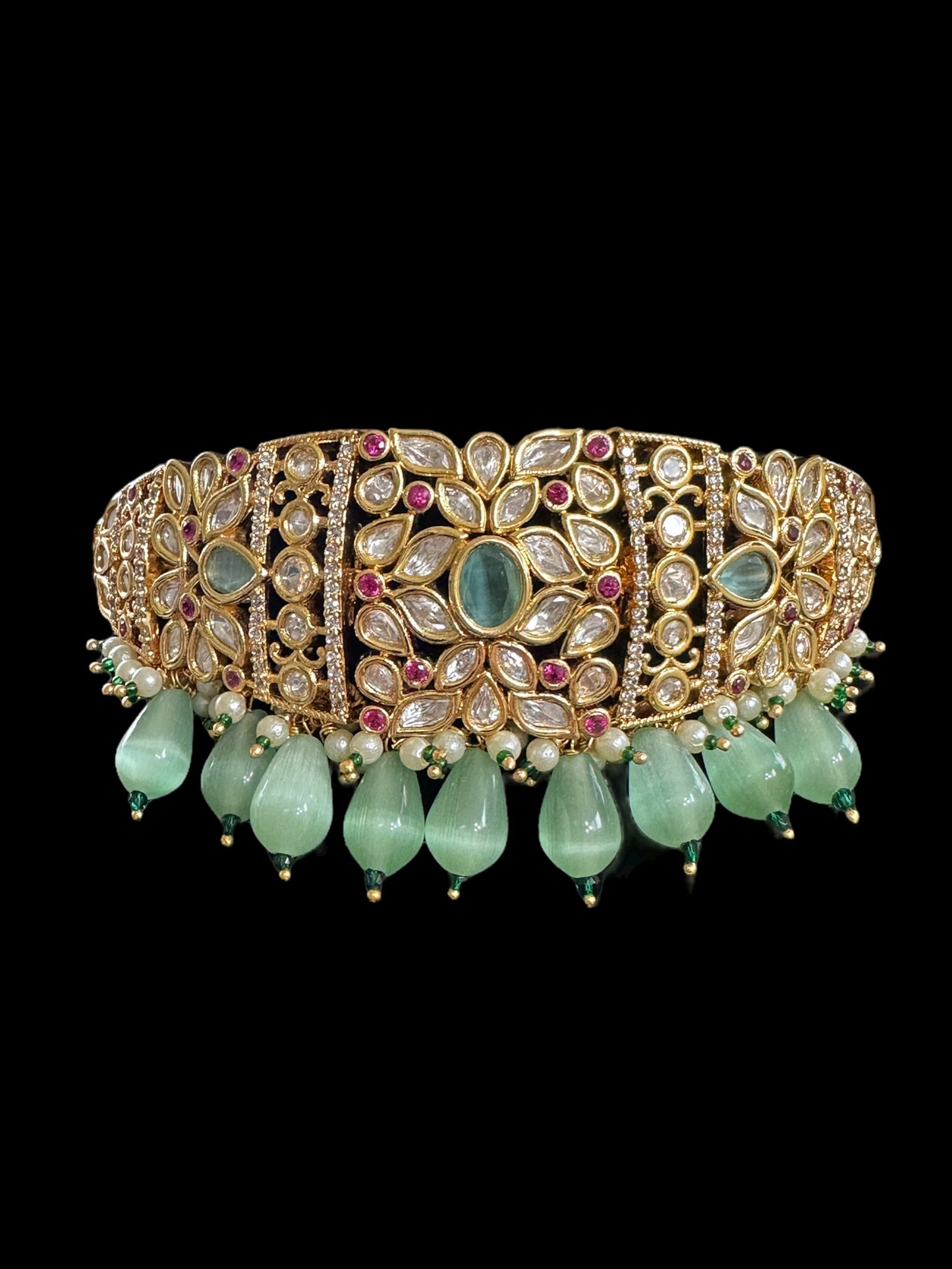 C293 Amoli polki choker light green ( READY TO SHIP )
