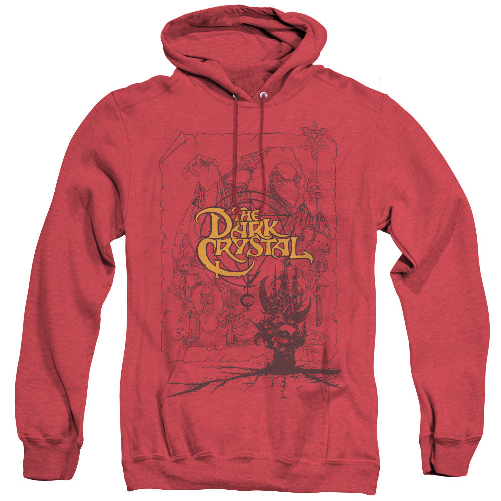 Dark Crystal Poster Lines Mens Heather Hoodie Red Officially Licensed
