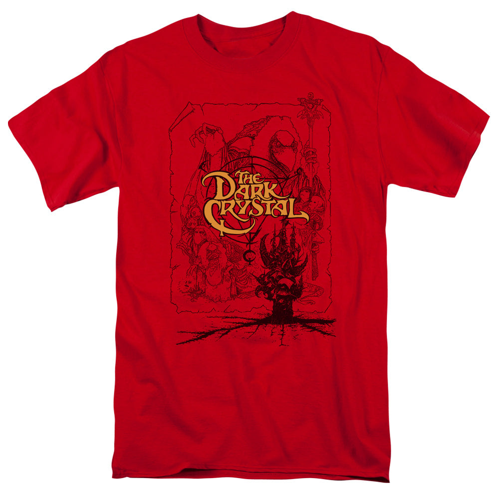 Dark Crystal Poster Lines Mens T Shirt Red Officially Licensed