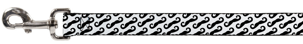 Dog Leash - Diagonal Handlebar Mustaches White/Black