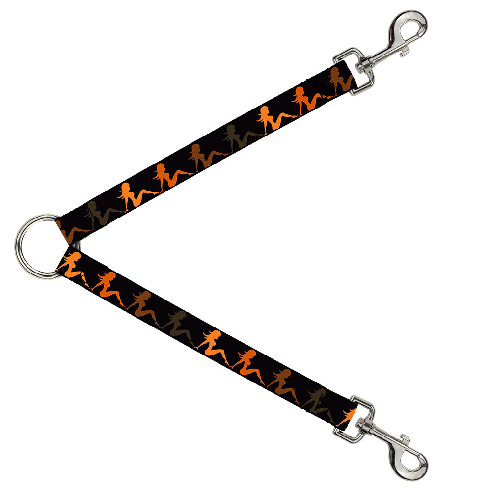 Dog Leash Splitter - Mud Flap Girl Repeat Black/Orange Fade