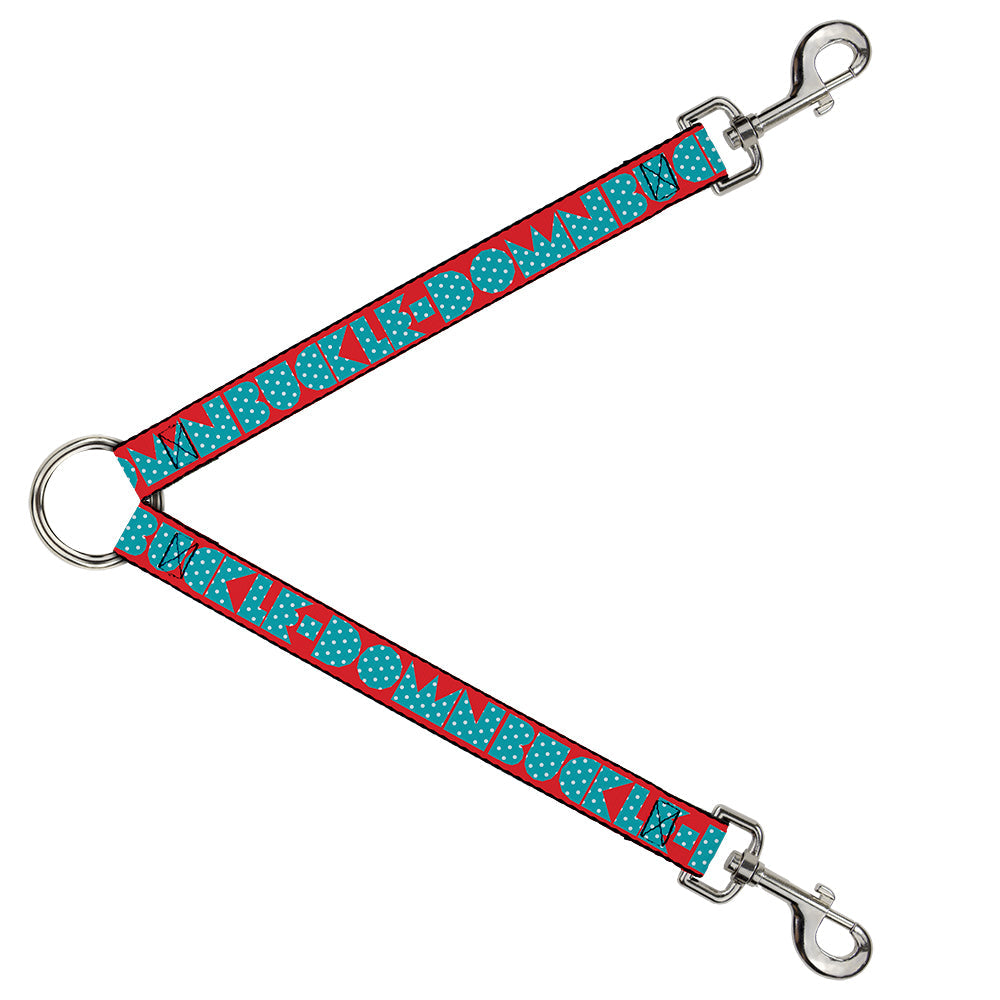 Dog Leash Splitter - BUCKLE-DOWN Shapes Red/Dot Turquoise/White