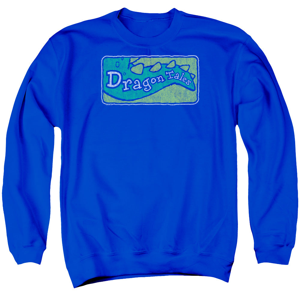 Dragon Tales Logo Distressed Mens Crewneck Sweatshirt Royal