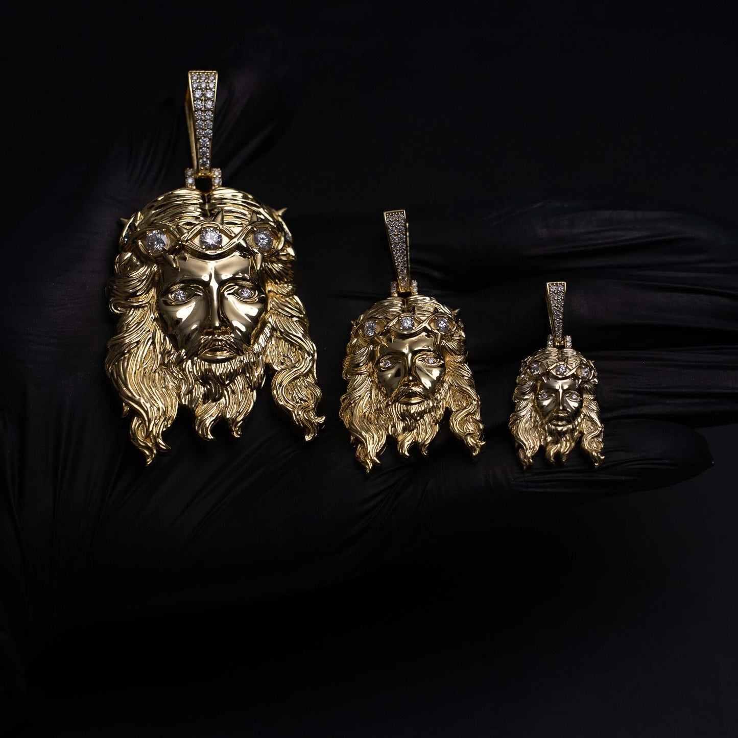 Moissanite Jesus Piece Head Pendant 14K Gold Plated Solid 925 Sterling Silver